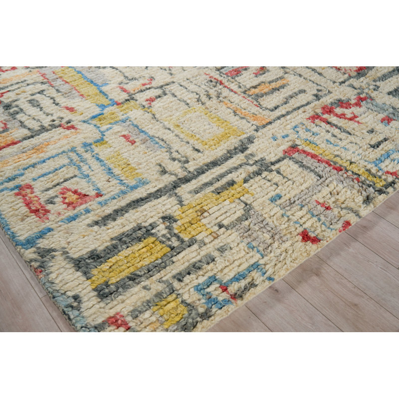 Marrakesh hand-knotted Wool Red/Yellow/Multi Area Rug, 9'X12'