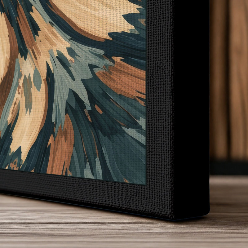 Mandala Symmetry Geometric - Wrapped Canvas, 36x24 - 91.4 x 61.0 cm, Black Border