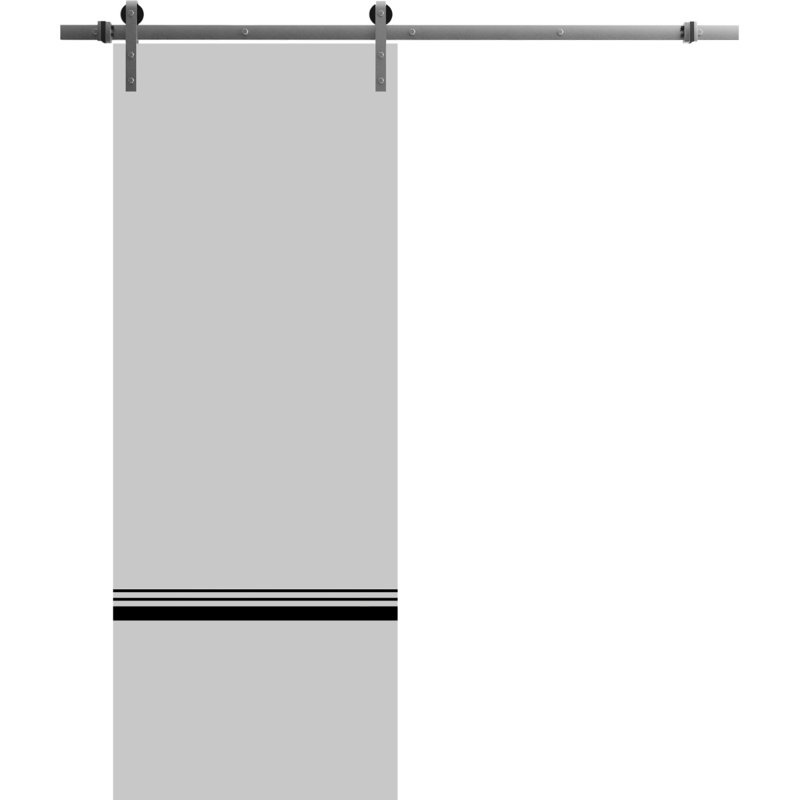 Porte de grange en bois massif massif, Gris mat, 24 po x 96 po