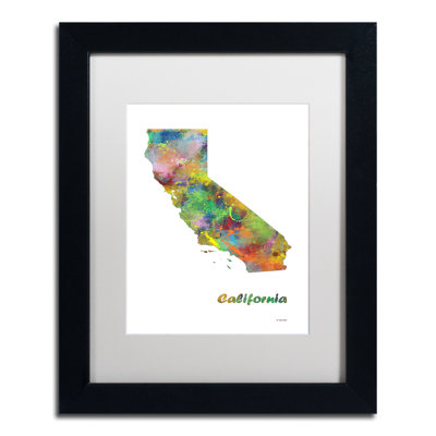 « california state map-1 », impression encadrée encadrée
