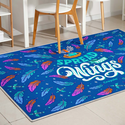Tapis bleu bien tissé «Crayola Spread Your Wings»