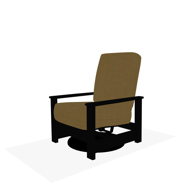 Chaise berçante pivotante cachée en polymère Leeward, Noir, Toile Sunbrella® beige chiné