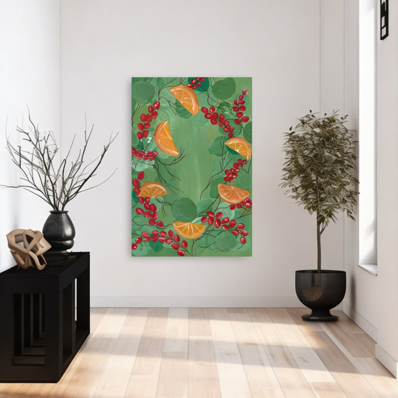 Festive, orange, baie, couronne, rustique, vibrant, automne, art mural, H 48 po x l 32 po