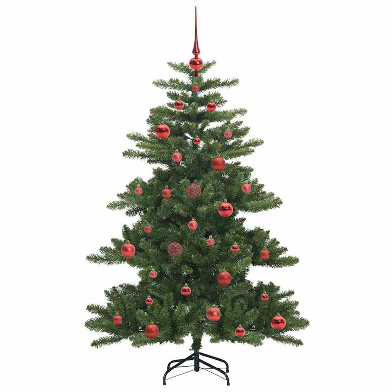 Artificial Hinged Christmas Tree with 150 LEDs 150 cm PVC, Green/Red