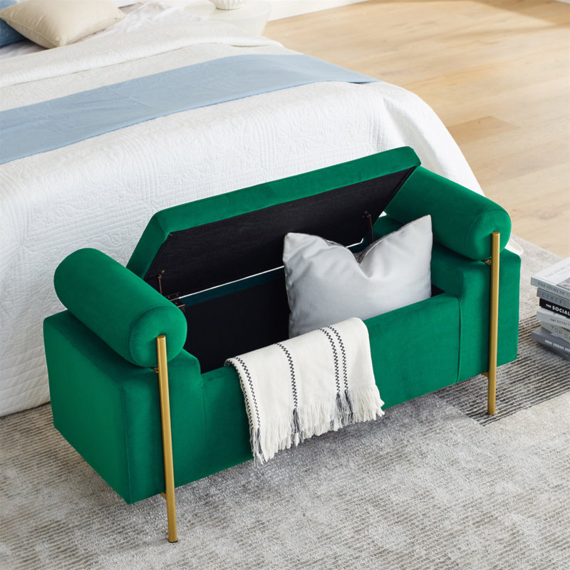 Banc de rangement en tissu Reyanne, Vert