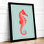 Coral Seahorse Coastal - Framed Print-347228305-347228307