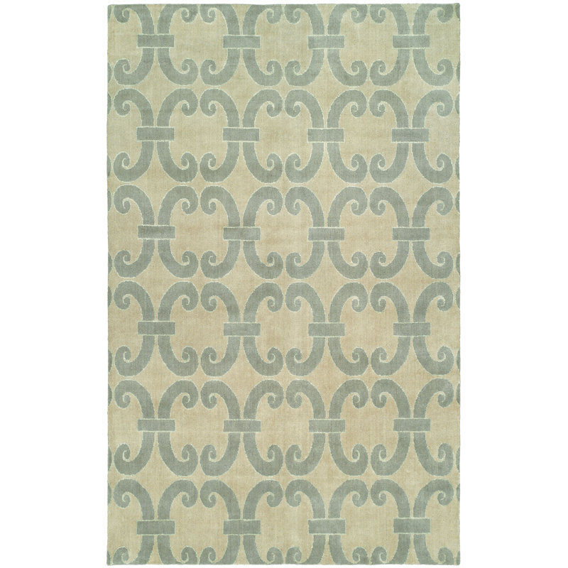 Andover Geometric Area Rug in Beige/Blue, Rectangle 10' x 14'