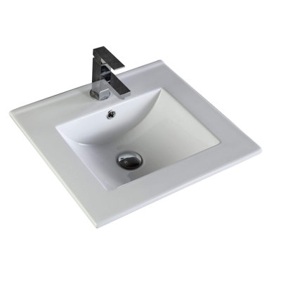 Dessus de meuble-lavabo de salle de bain simple blanc avec lavabo 19,69 po Frameport