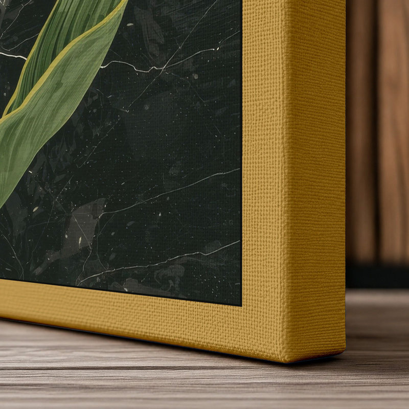 Daffodils on Stone Botanical - Wrapped Canvas, 18x12 - 45.7 x 30.5 cm, Ochre Border