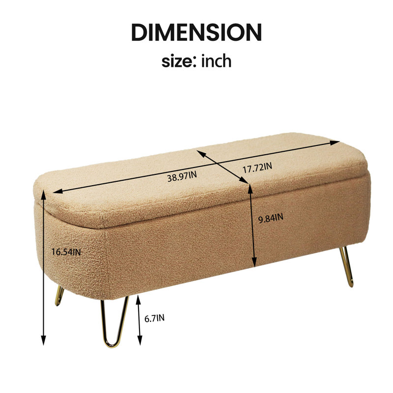 Lemmonds Storage Bench, Camel Fax Fur