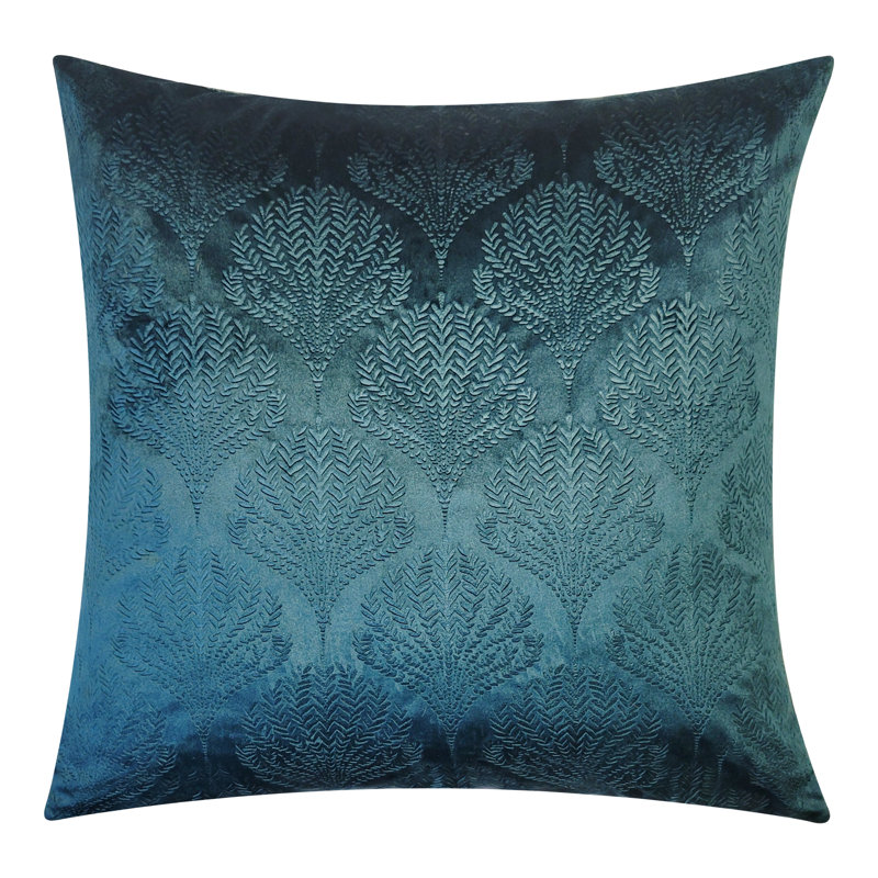 Damask Feather Throw Pillow, Teal
