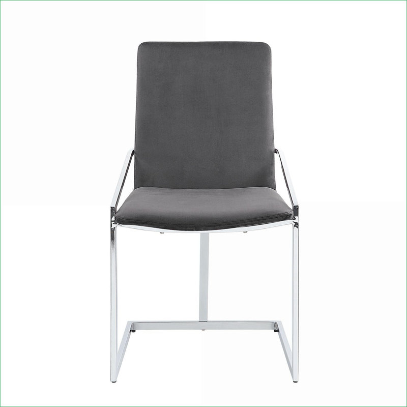 Ensemble de 2 chaises d'appoint en argent chromé gris clair, chaises de salle à manger modernes en métal pour adultes