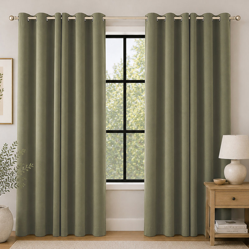 Sheridan Dual-Side Magnetic Closure 100% Blackout Grommet Curtain Panel, Sage Green, 40" W X 95" L
