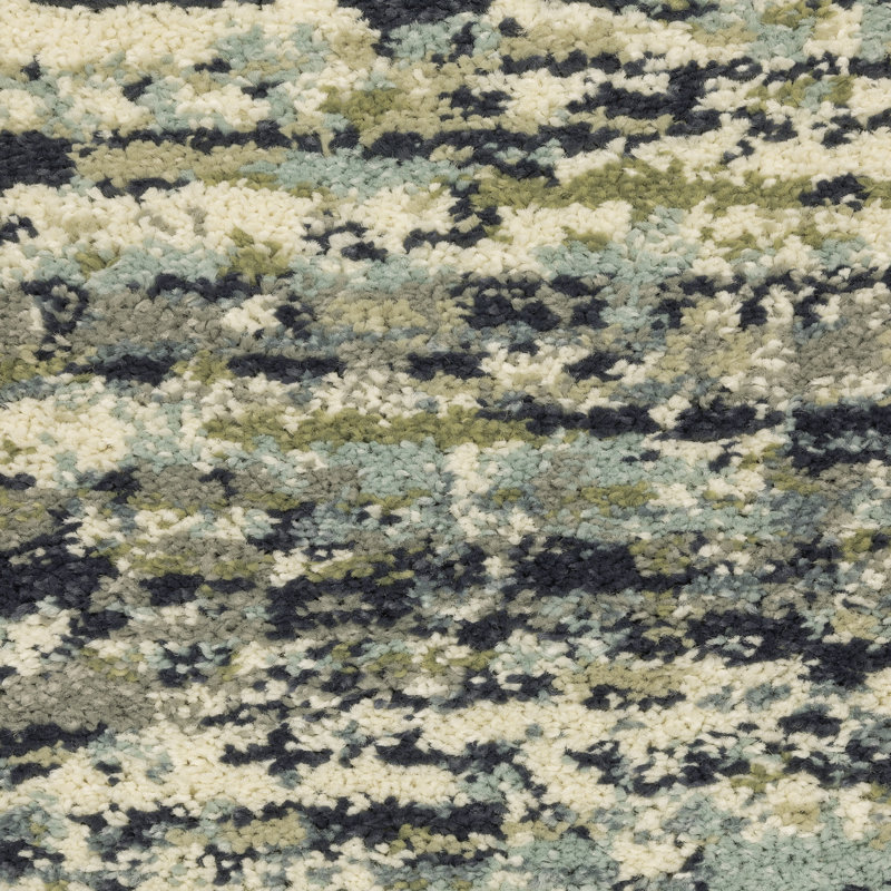 Tapis d'intérieur rayé bleu / vert Sloane, Rectangle 9 pi 10 po x 12 pi 10 po
