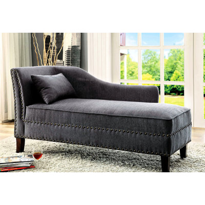Transitional Style Grey Bench With Nailhead Decor And Pillow, Comfort For Living Room, 61"W X 25"D 31 1/2"H, 1Pc In Fabric Mid - Century Chaise Upholstered Linen Like Fabric, Trim Included Bedroom,