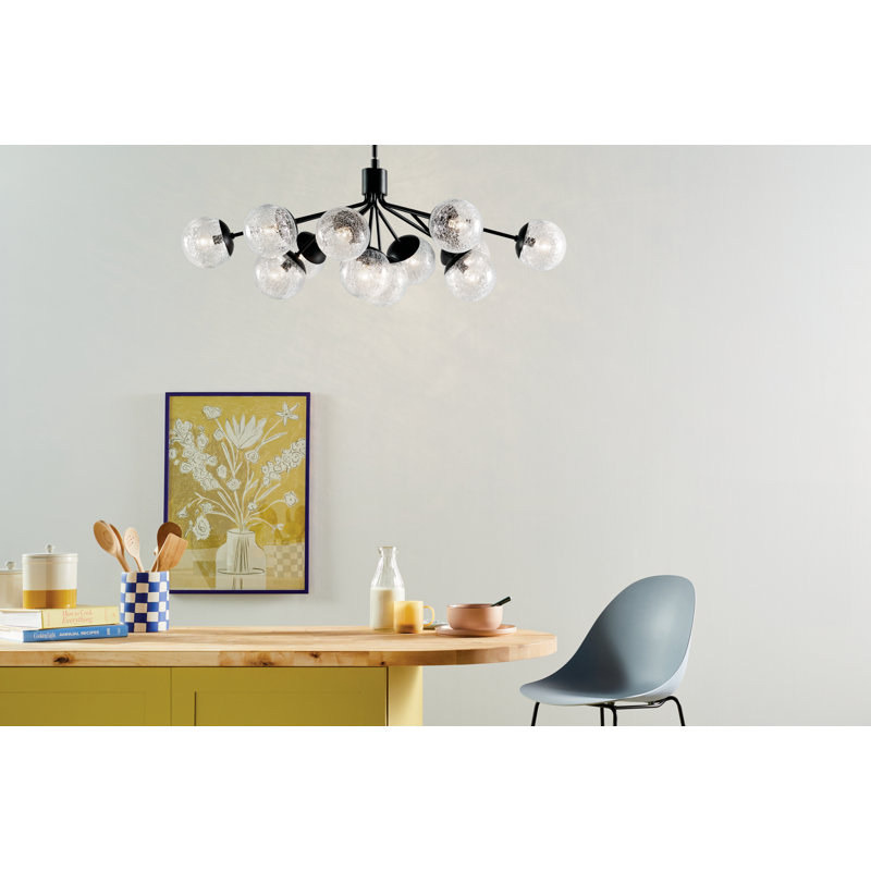 Lustre globe en acier à intensité variable , Noir satiné, 12, H 17,75 po x l 26,75 po x P 48 po