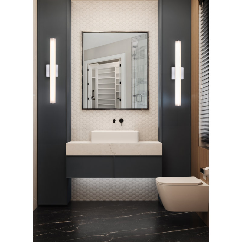 Meuble-lavabo intégré à DEL Omarianna 1, Nickel brossé