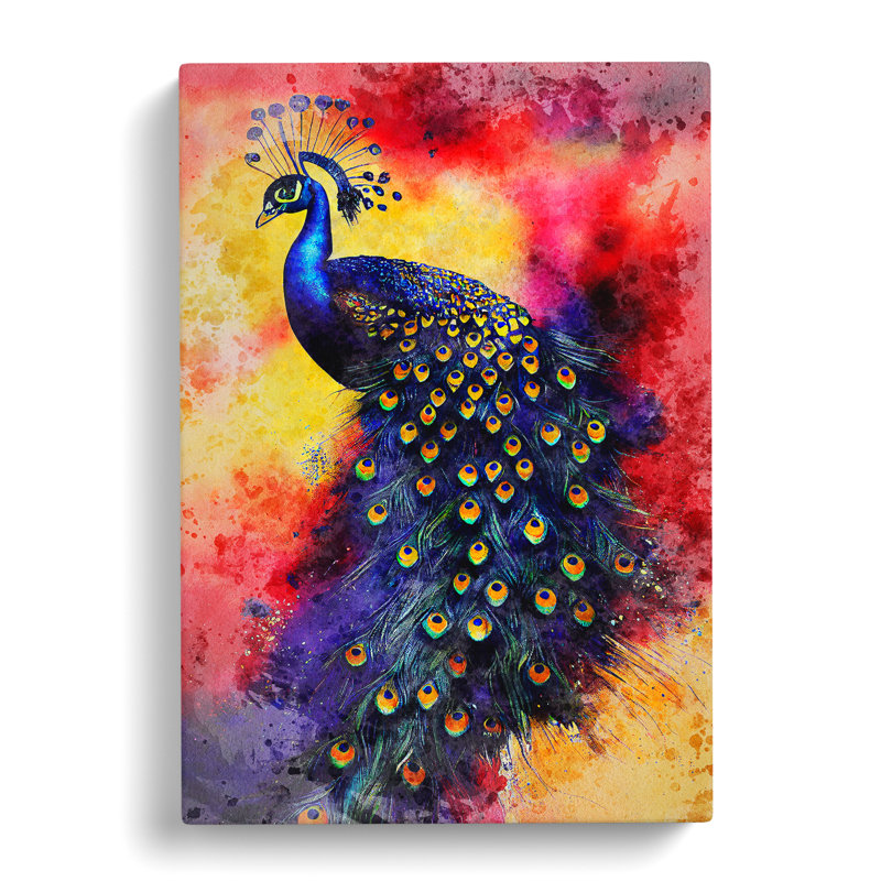 Exciting Peacock No.1 - Wrapped Canvas, 76cm H x 50cm W x 3cm D