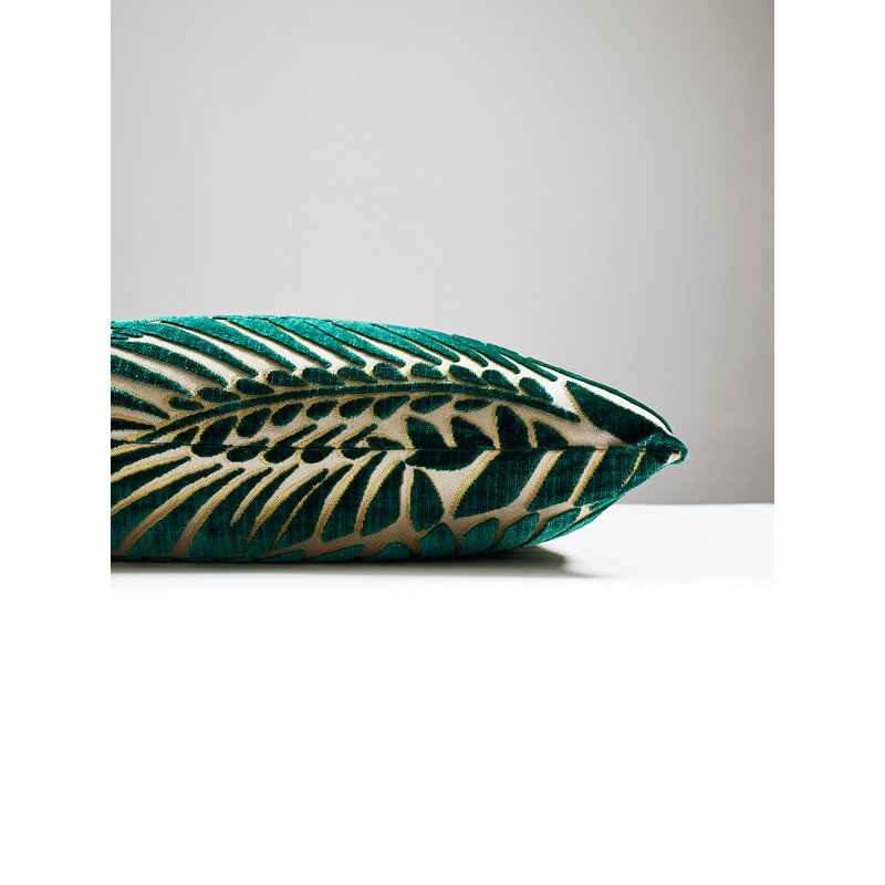 Plumes Silk Square Pillow Cover & Insert, Viridian