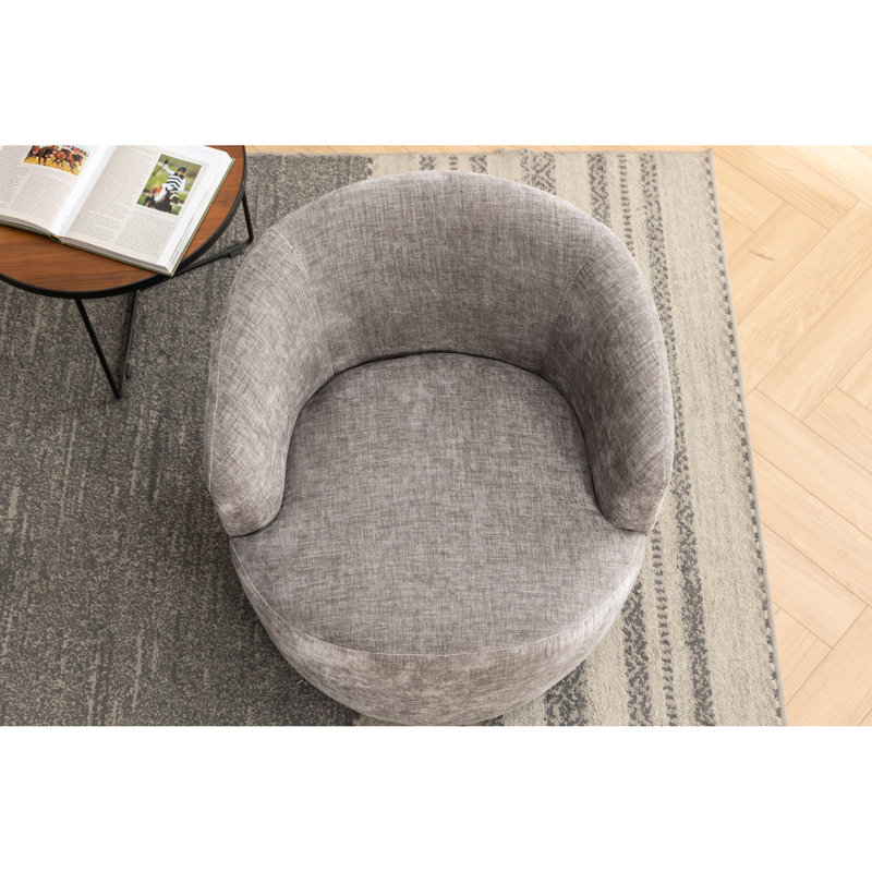 Chaise d'appoint moderne en tissu de chenille, pivotante, chaise rembourrée en mousse d'une largeur de 25,6 po avec base pivotante pour chambre à coucher