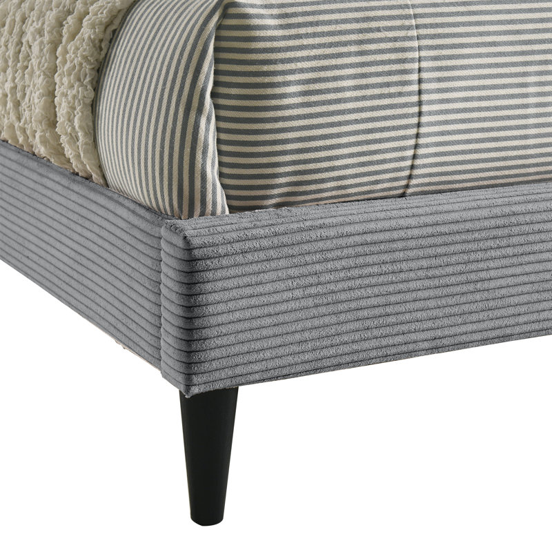 Tevrat Upholstered Platform Bed with Adjustable Headboard, Twin, Gray