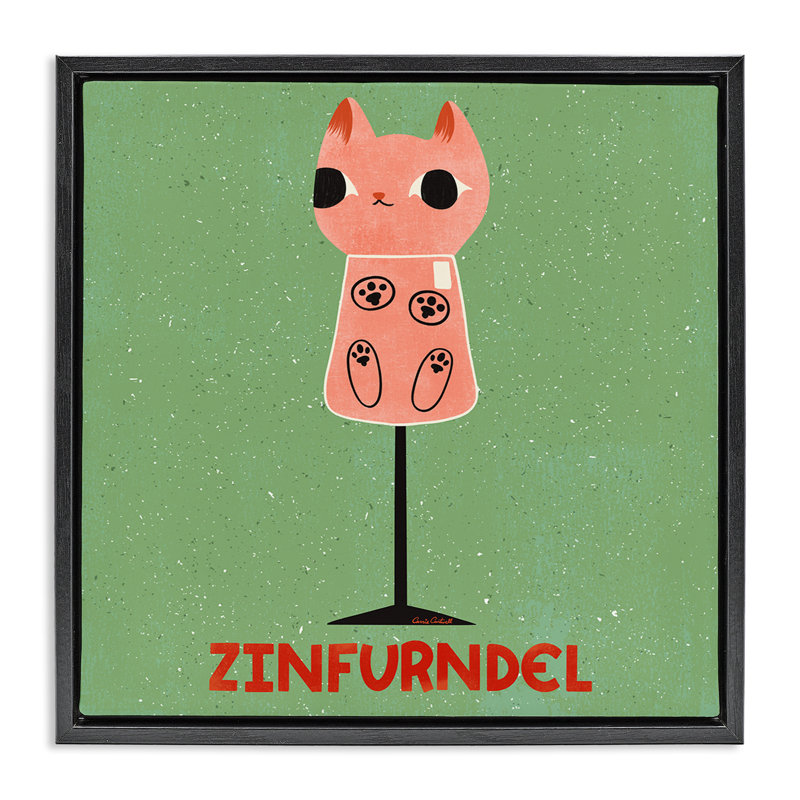 Cadre flottant Zinfurndel Feline Wine, design par Carrie Cantwell, Cadre flottant noir de jais, H 18 po x l 18 po