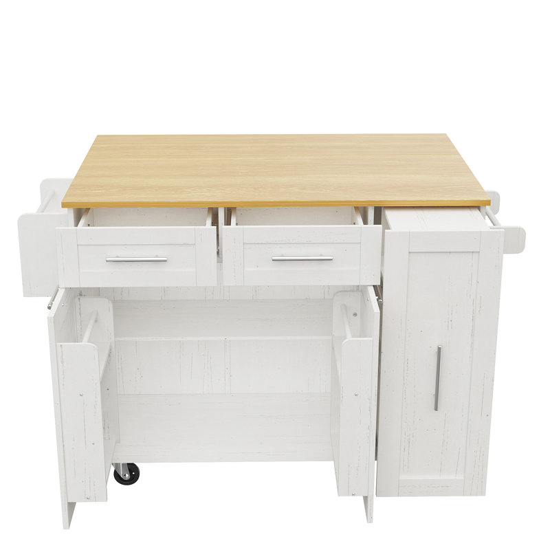 Wood Kitchen Island, White