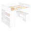 Lit mezzanine pleine grandeur avec tablettes et bureau en blanc - Structure compacte en bois massif idéale pour les chambres à coucher. Les tablettes de l 80,7 po x H 65,7 po créent un coin d'étude confortable-455971657-455971656