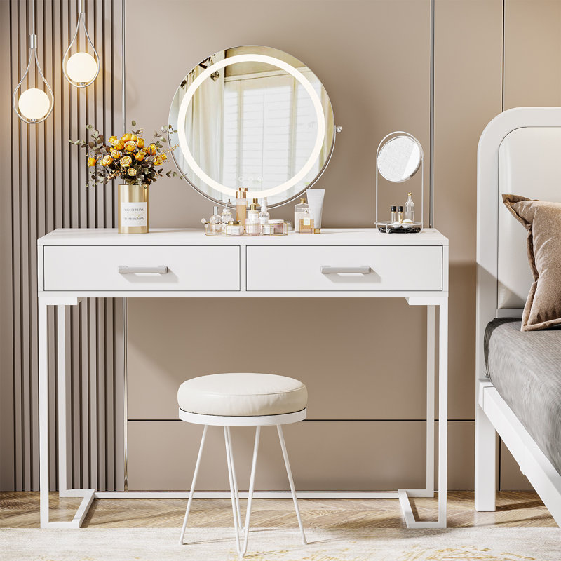 39.37" Writing Desk Modern Computer Desk, White