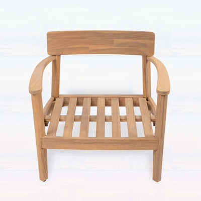 Acacia Wood Club Chair with Soft Seat Cushion, Set of 2 for Durable Outdoor Relaxation