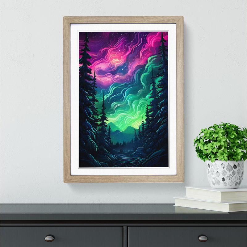 Single Picture Frame Print on Wood, Oak Framed, 34cm H x 25cm W