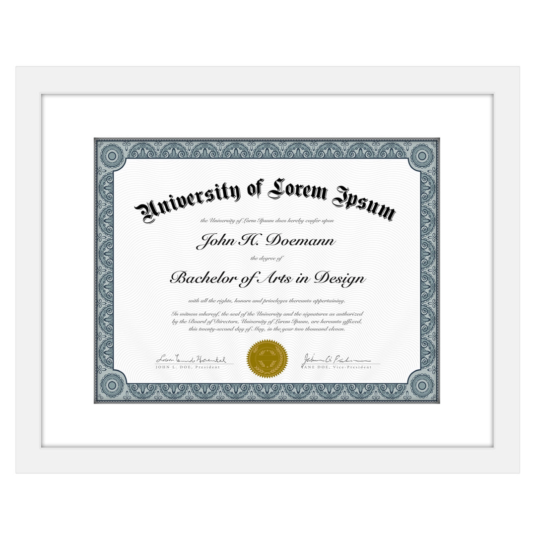 Janiene Diploma Frame - 11x14 with 8.5x11 Mat for Diploma - Wood + Glass Trinx 