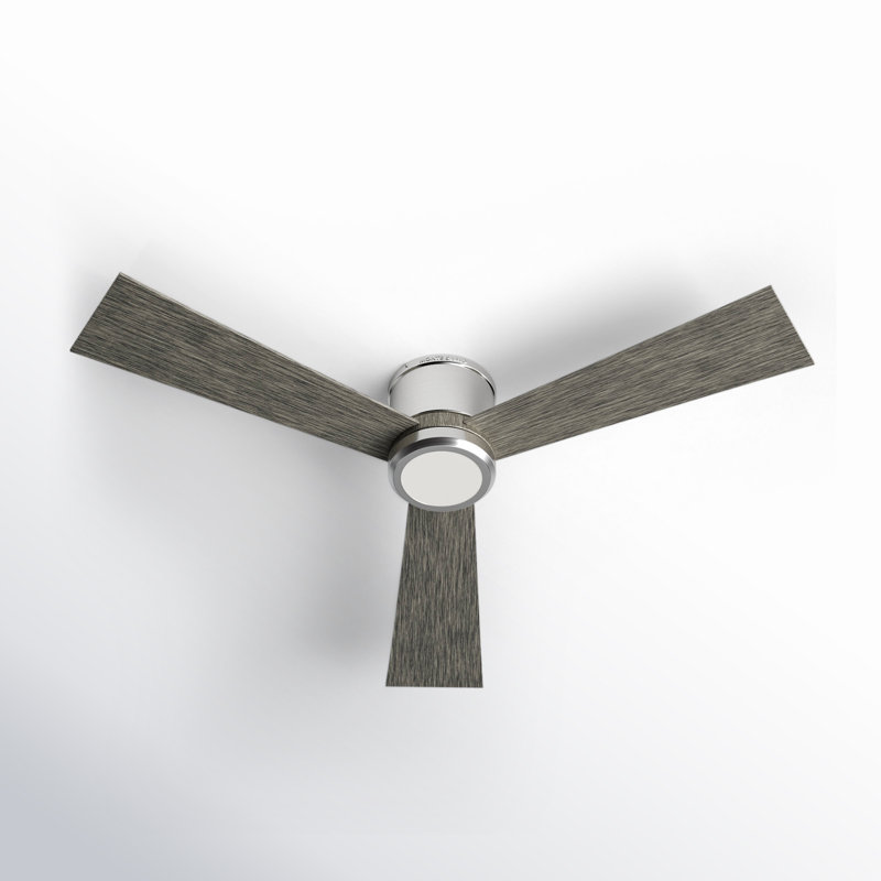 Ventilateur de plafond à DEL Rodrick, Acier brossé avec pales en chêne gris patiné, 42 pouces