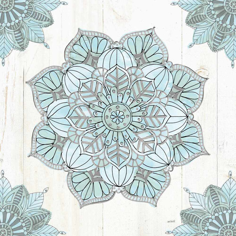 Mandala matin V bleu et gris, H 30 po x l 30 po, Bleu