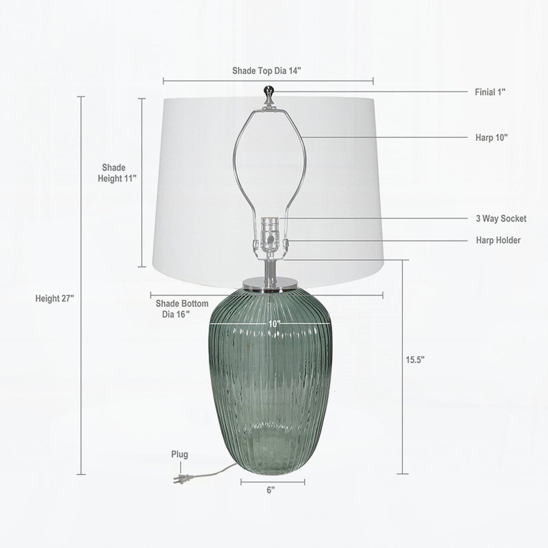 Lampe de table en verre D16x27 "