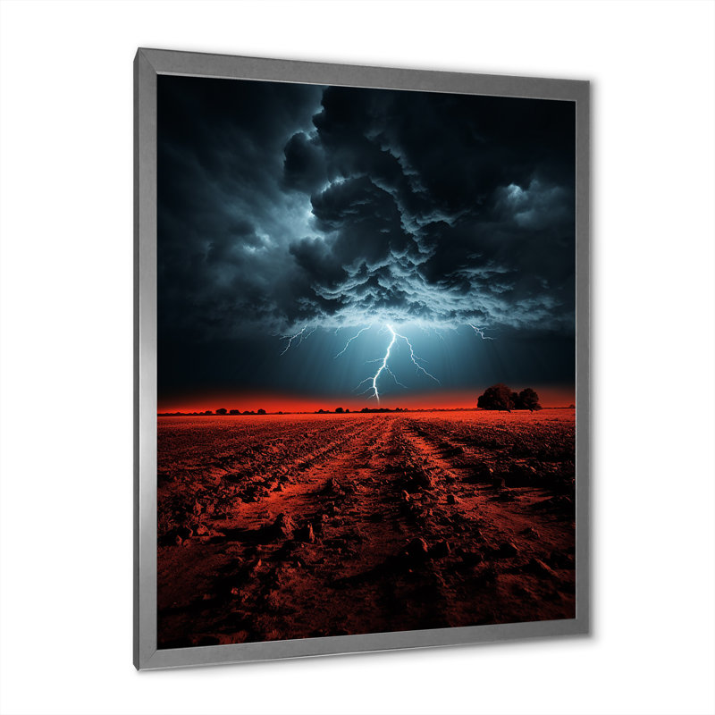 Landrey Orange Storms Thunderous Silence I, reproduction d'art sur toile, H 32 po x l 24 po x P 1 po, Cadre photo argenté