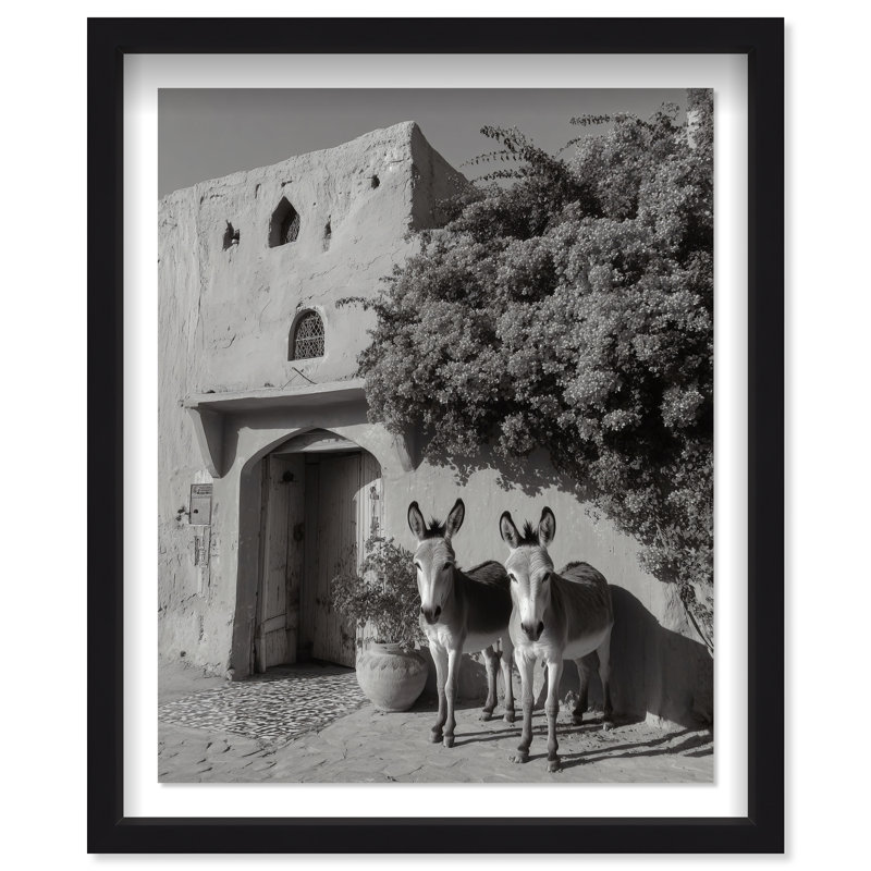 Morning Wait BW Shadowbox Animals Print by Oliver Gal, Black Frame, 16 x 20, Black Shadowbox, 46.5"H x 37.5"W