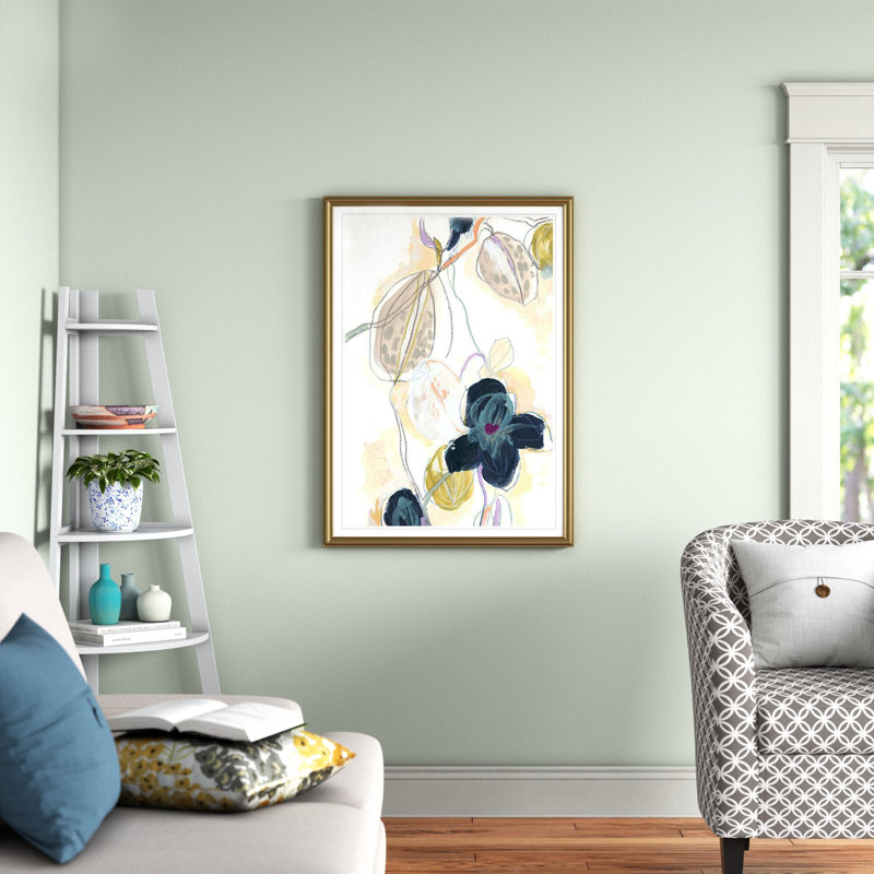 " Abstracted Orchid I ", 18.5" H x 24.5" W x 1.5" D, Gold Framed