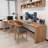 Burlywood L Shaped Solid Wood Corner Writing Desk-1733854220-1733854227