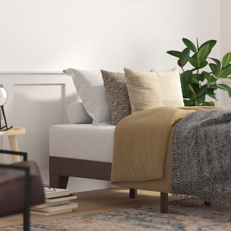 Lit en bois massif, Simple, Noyer