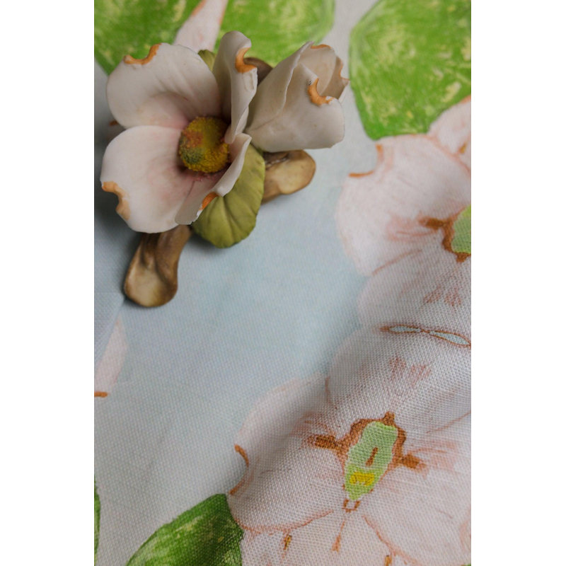 Flowering Dogwoods Square Pillow Cover & Insert, 22"H x 22"W, Light Blue Floral