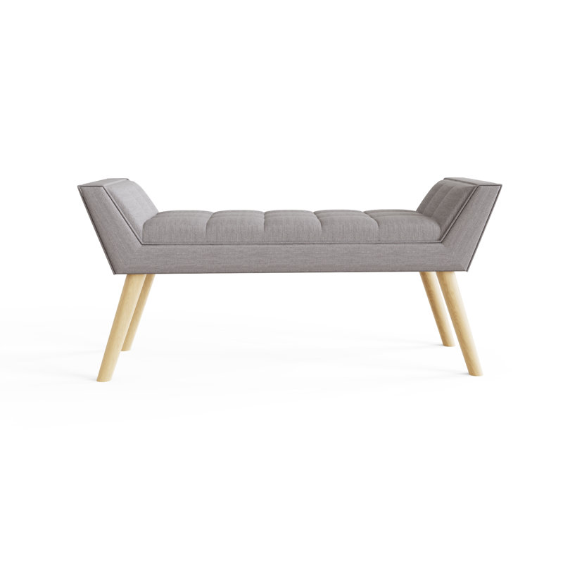 Cauley Upholstered Bench, Hopsack Grey