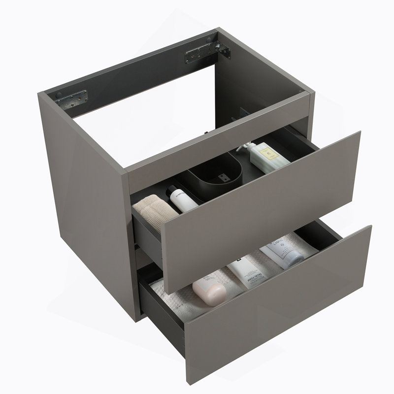 Armoire murale SANS lavabo, avec deux tiroirs, Gris