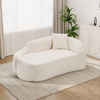 Upholstered Chaise Lounge Chair Indoor With Pillow Chenille Chaise Lounge Fluffy Reading Chairs For Office Living Room Bedroom Relaxing