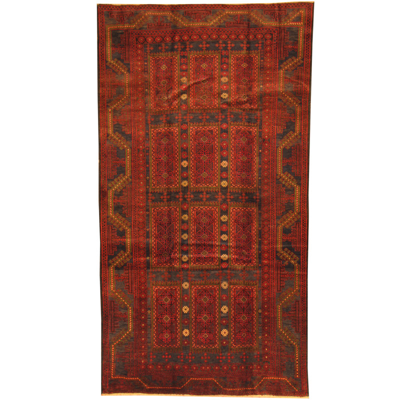Tapis rouge / bleu marine fait à la main Hartstein