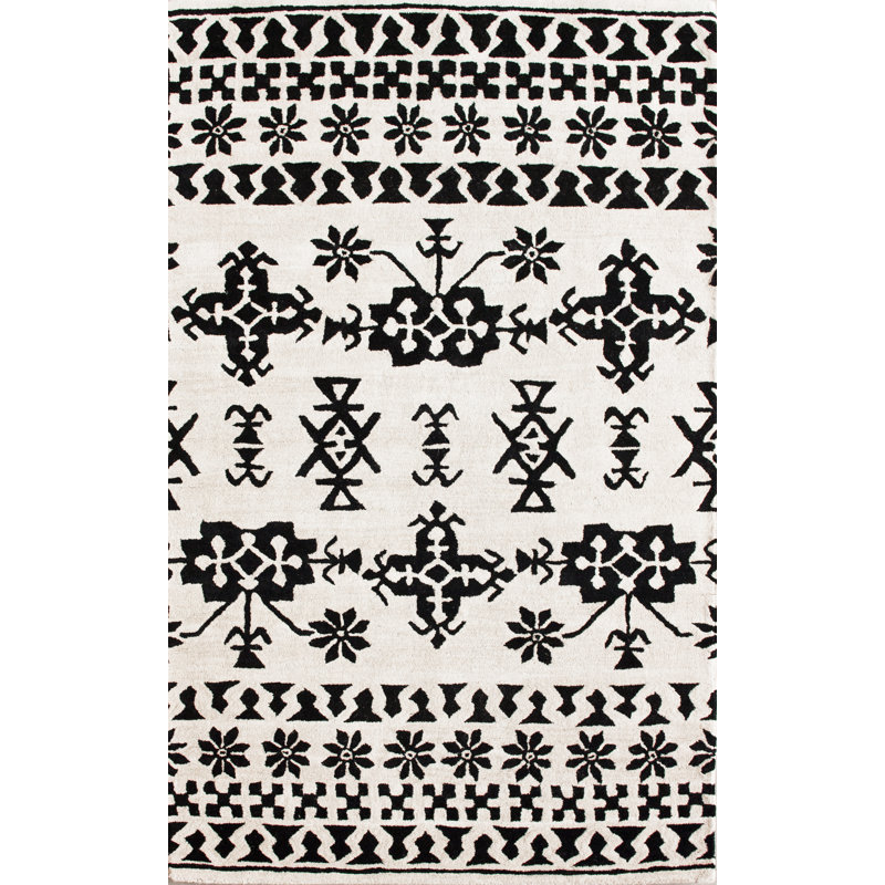 Tapis beige / noir Macathurn Spearhead, Rectangle 7 pi 7,2 po x 9 pi 6 po