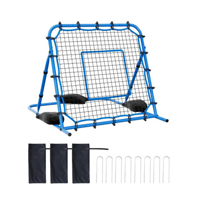 Filet de soccer rebondissant, rebondisseur de but de soccer à angle rapide pour le contrôle, la pratique de la passe, cadre en fer robuste et filet en PE, équipement et équipement d'entraînement de balle facile à installer pour les adolescents et les adultes