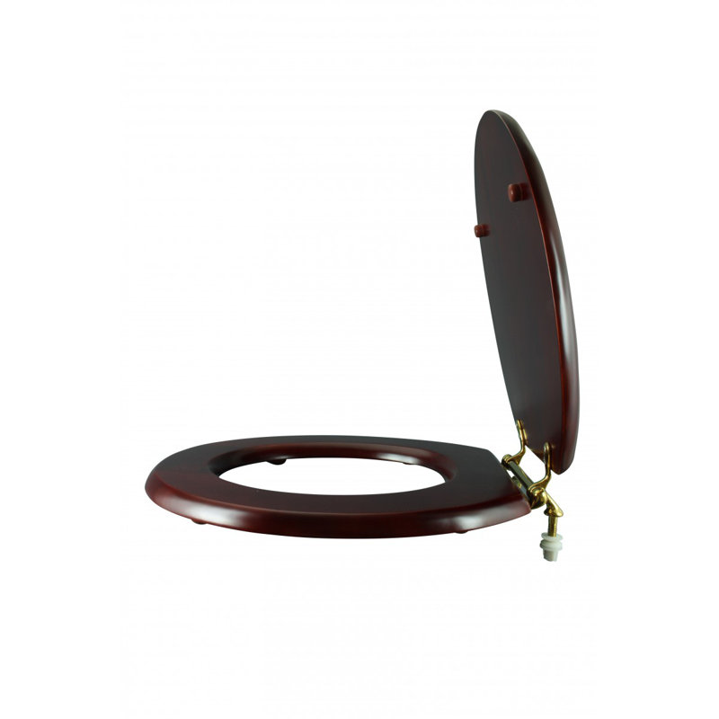 Round Toilet Seat and Lid, Brass, Cherry