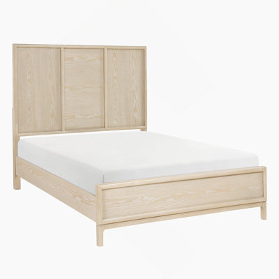 Lit à panneau très grand contemporain en Californie avec finition brun clair et fabrication en bois durable pour un décor de chambre à coucher élégant