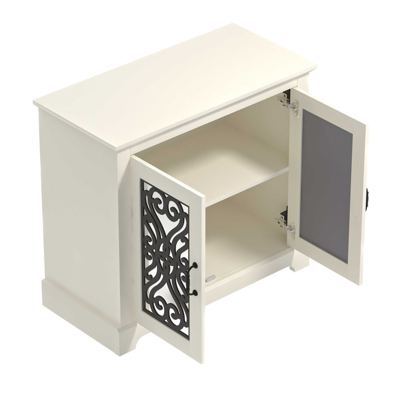 Ariba 29.3" H 2-Door Accent Cabinet, Ivory, Arabesque